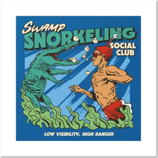 Retro Swamp Snorkeling Social Club // Funny Alligator Snorkel Posters and Art